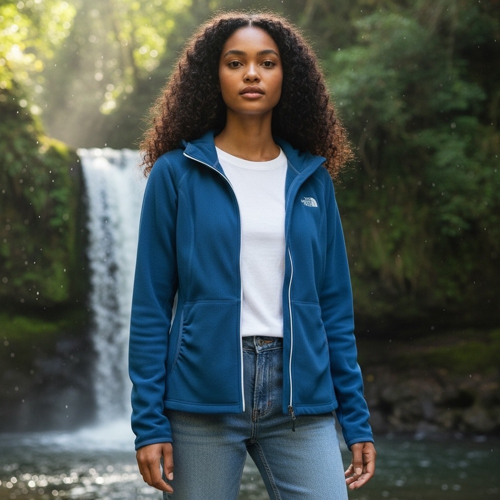 The North Face Womens Blue Full Zip Fleece Hoodie Jacket XL NF0A3LPD‎